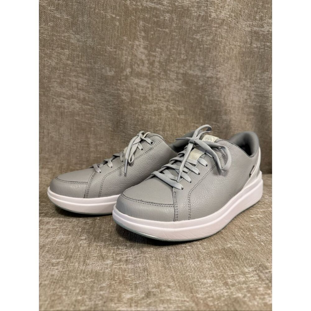 Kizik Women's Sydney Leather Step-In Lace Up Athletic Sneaker Shoes Gray Size 10